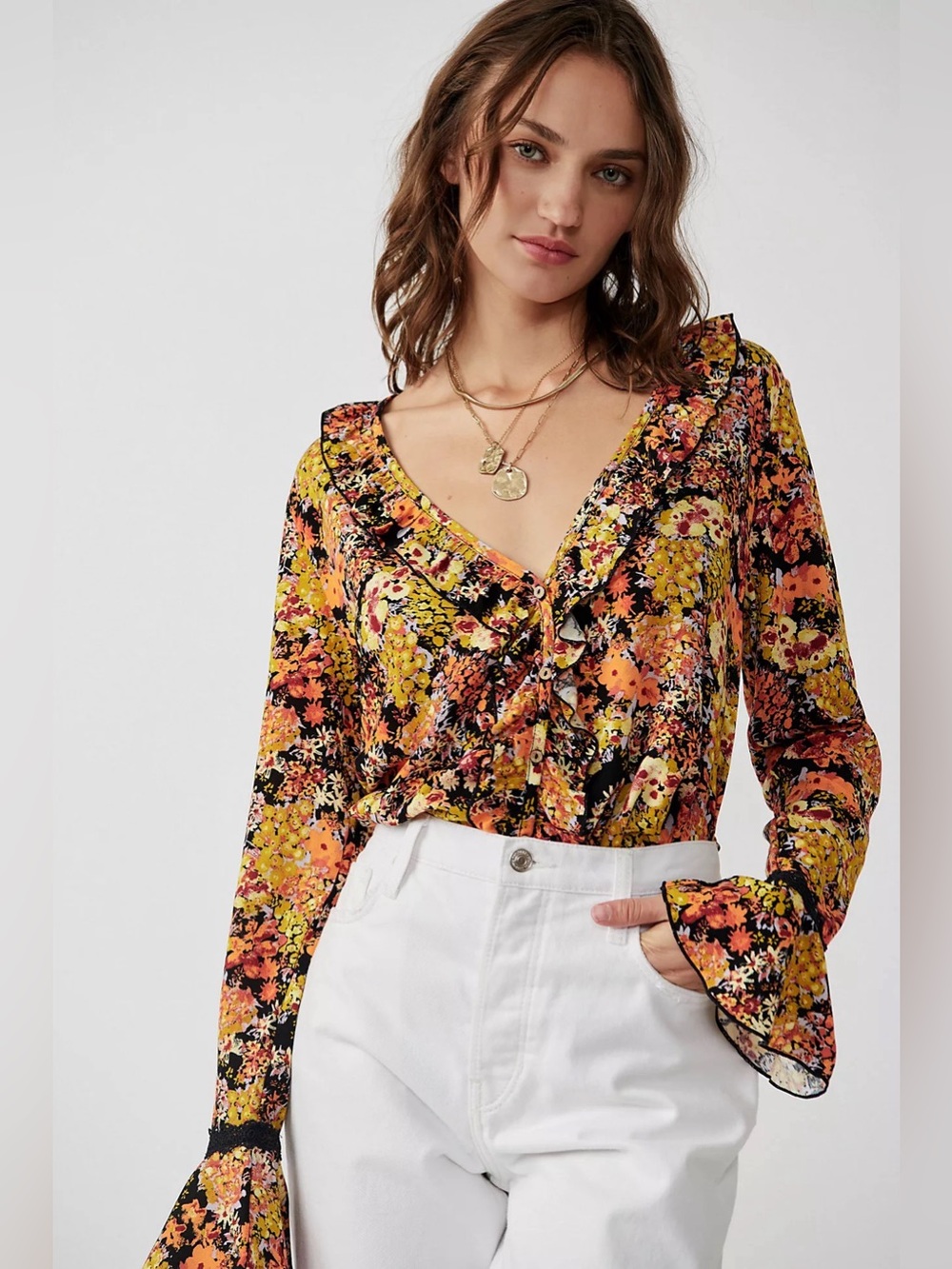Free People Intimately Heat Wave Bodysuit Small Floral Long Sleeve Lace Bottom